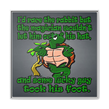 turtle race - framed canvas art (grey-light grey)