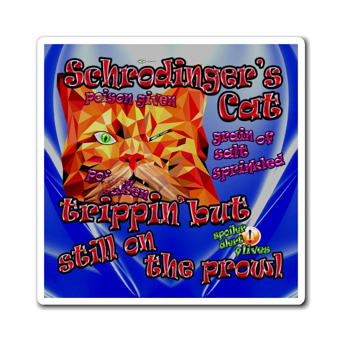 schrodinger's cat - Magnets - (blue-white wave)