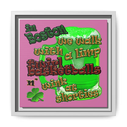 celtics logo - framed canvas art (light pink)