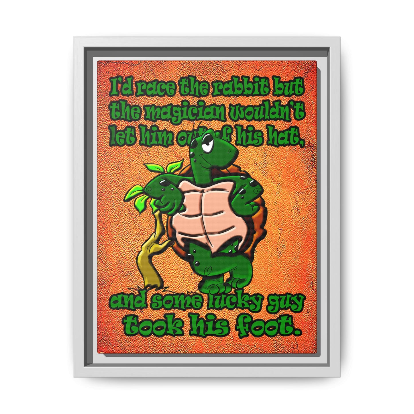 turtle race - framed canvas art (burnt orange)