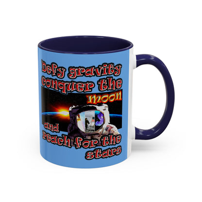 defy conquer reach - Accent Mug (light blue)