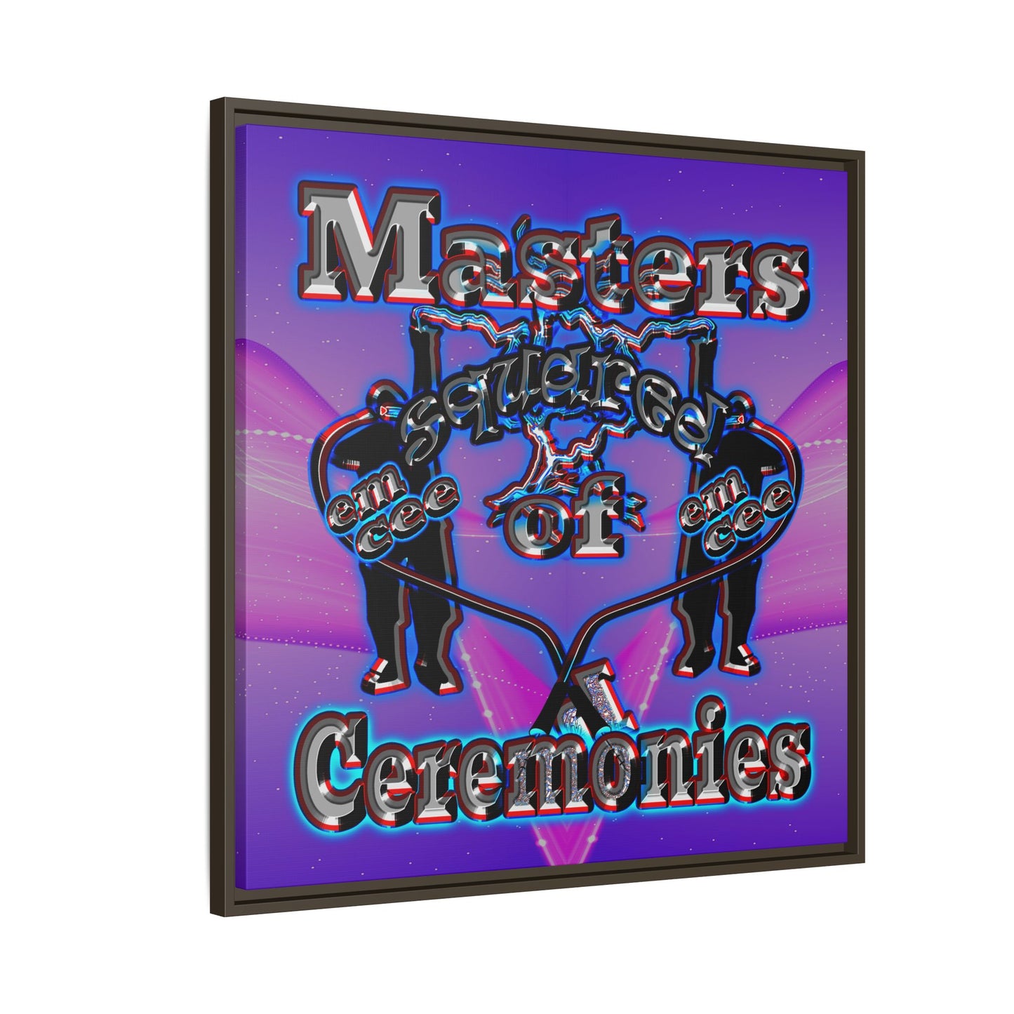 em cee squared - framed canvas art (purple-pink wave)