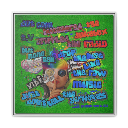 drop the beat - framed canvas art (green turf)