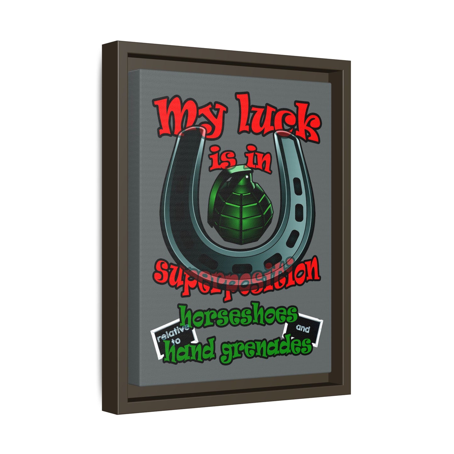my luck - framed canvas art (dark grey)