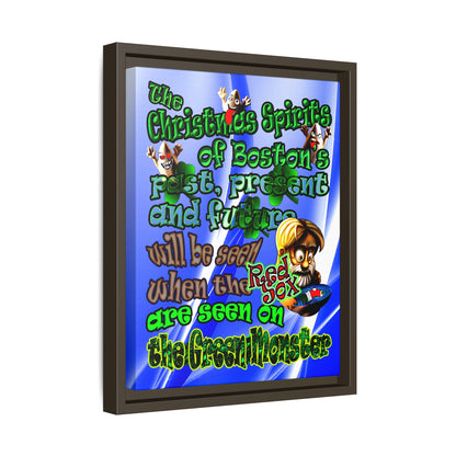 christmas spirits of boston - framed canvas art (blue-white wave)