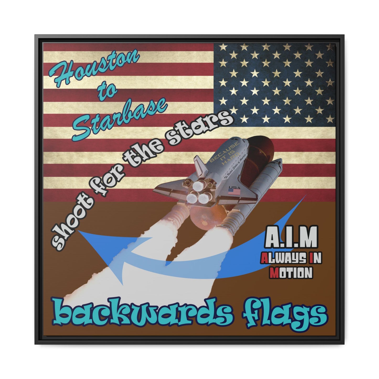 shoot for the stars - framed canvas art (brown)