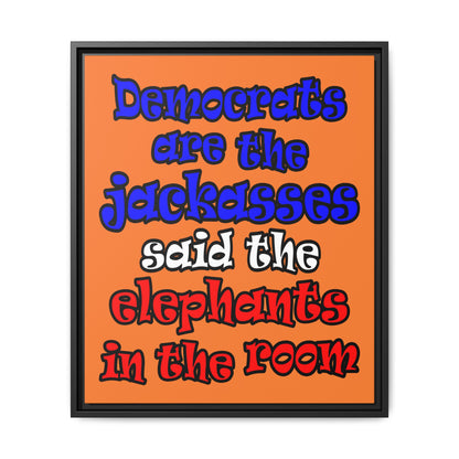 donkeys and elephants - framed canvas art (crusta)