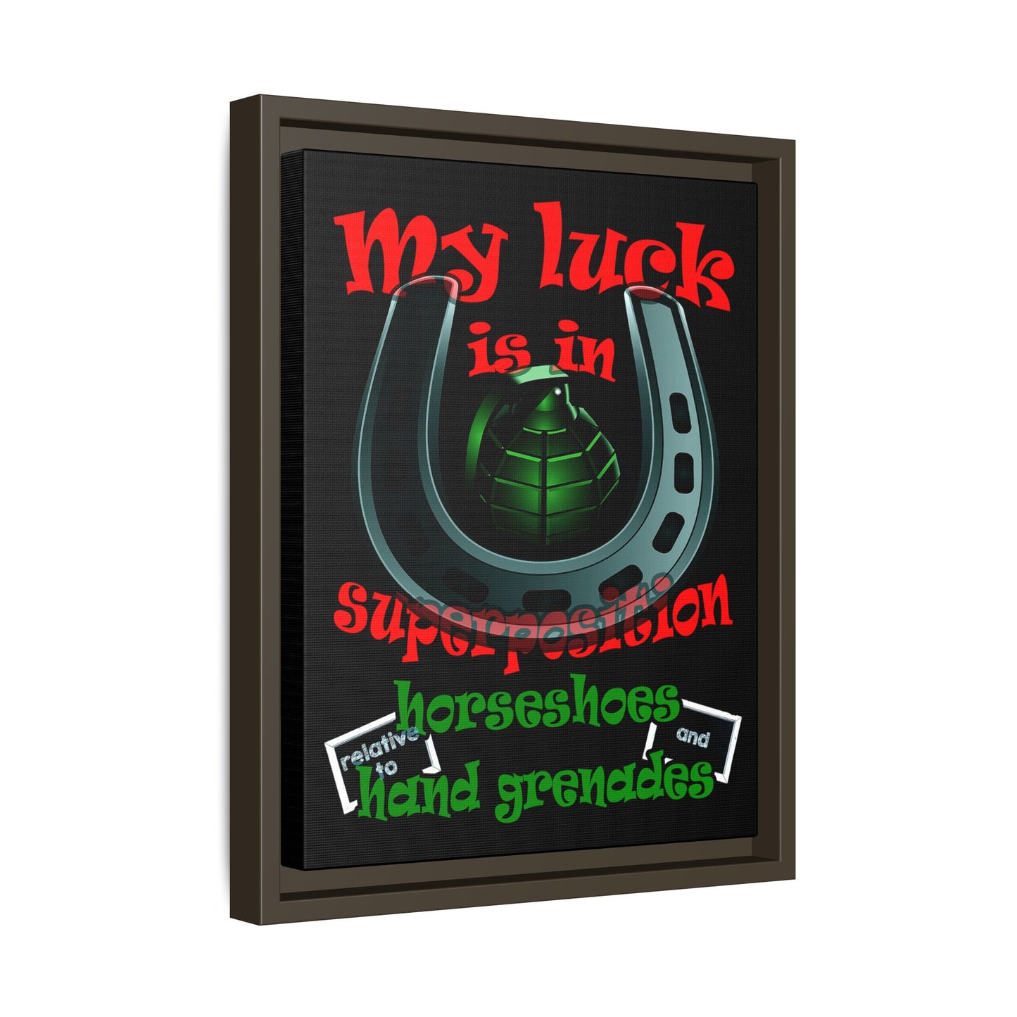 my luck - framed canvas art (black)