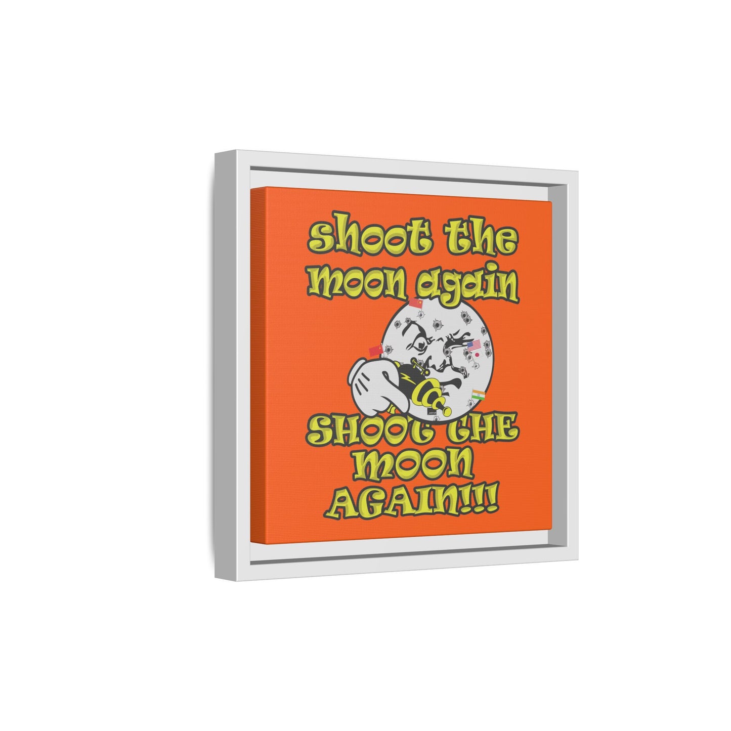 shoot the moon again - framed canvas art (orange)