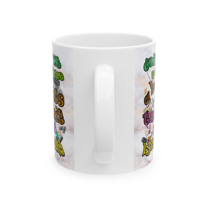 the bum's shit - White Mug (white marble)