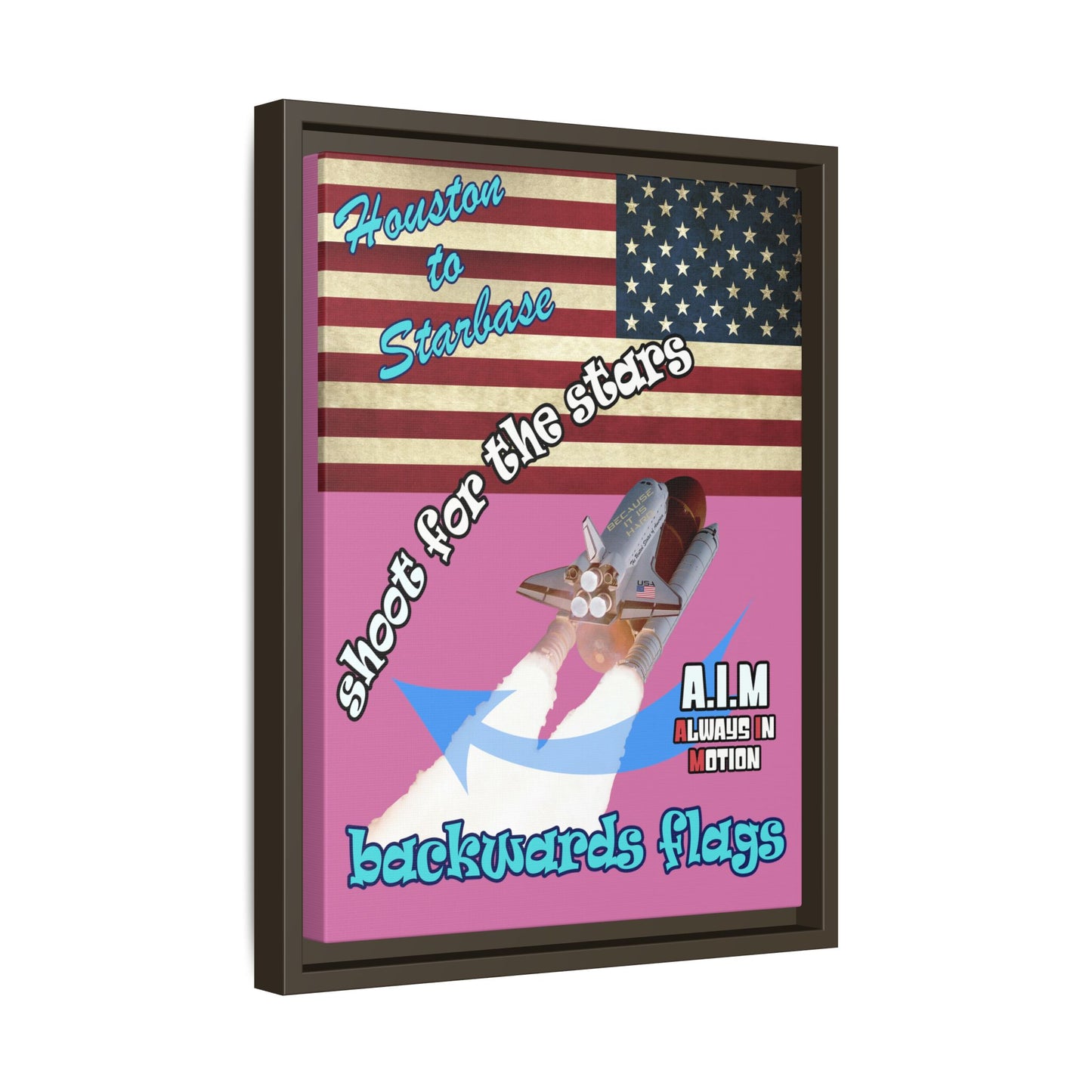 shoot for the stars - framed canvas art (light pink)