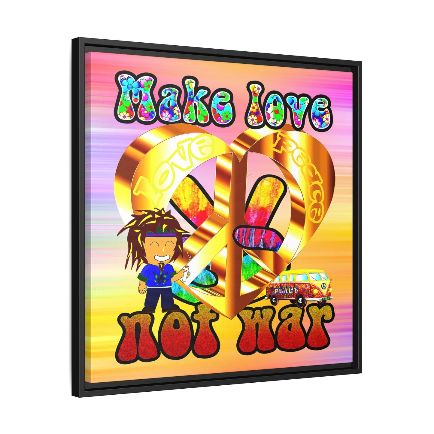 love peace - framed canvas art (color blur)