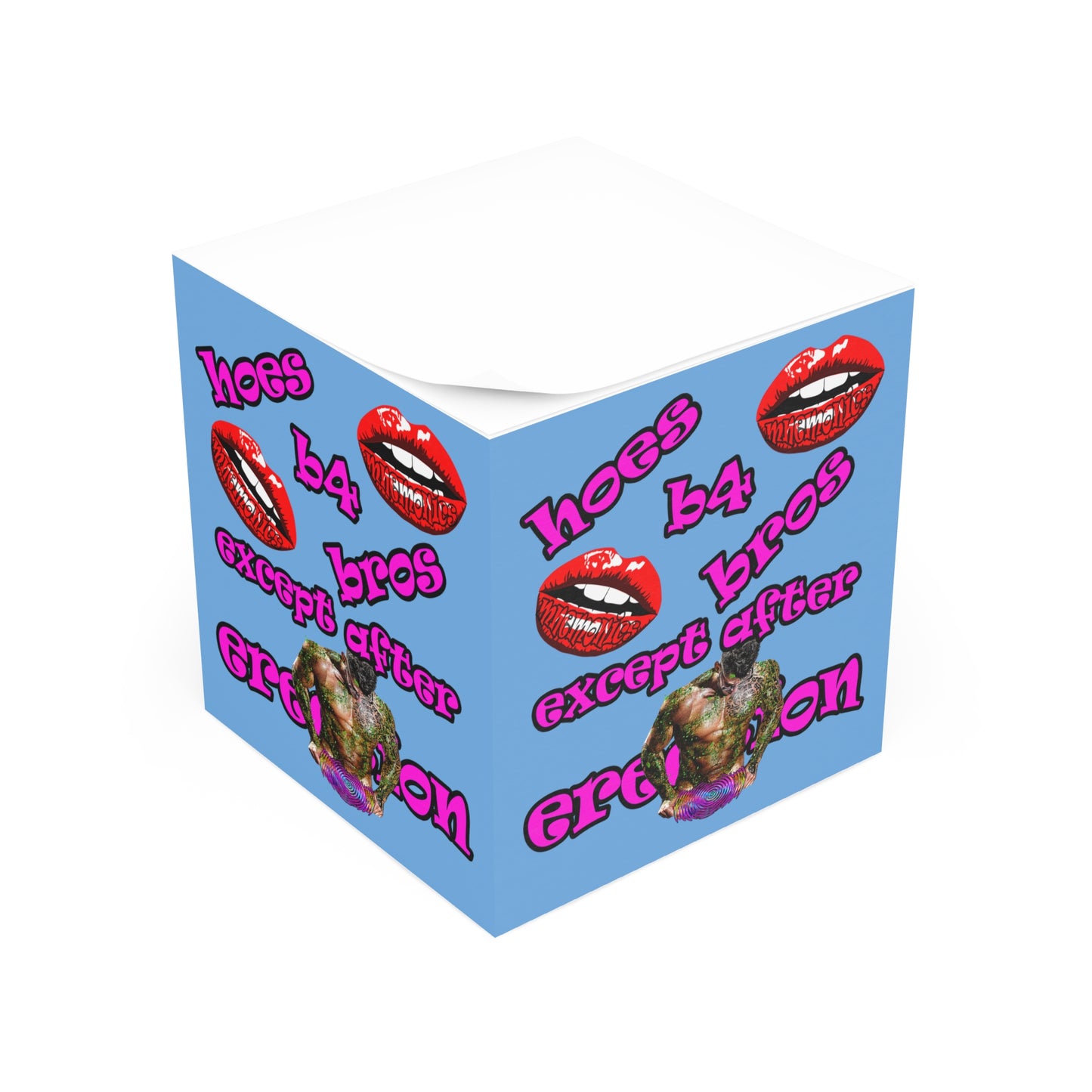 hoes b4 bros - note cube (light blue)
