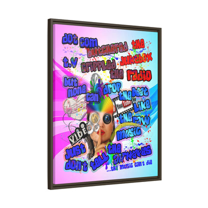 drop the beat - framed canvas art (light blue-pink wave)