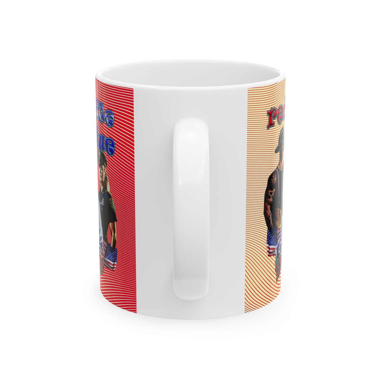 rw&b lives matter - White Mug (yellow-orange wave)
