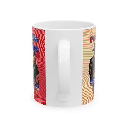 rw&b lives matter - White Mug (yellow-orange wave)