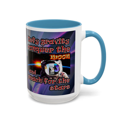 defy conquer reach - Accent Mug (grey-pink wave)