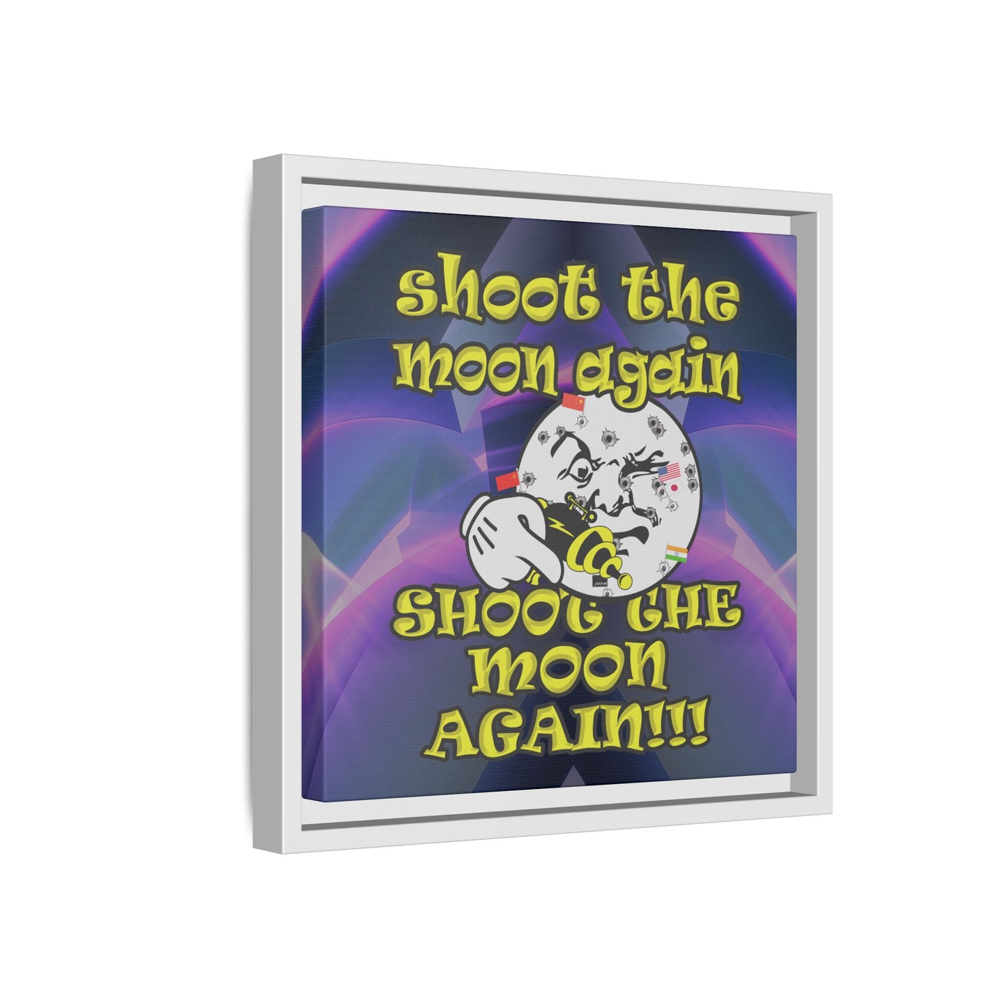 shoot the moon again - framed canvas art (grey-pink wave)