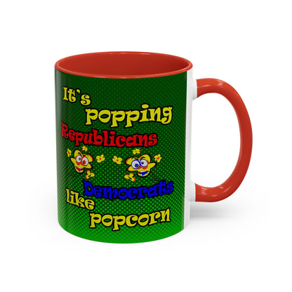 popping like popcorn - Accent Mug (logo green)