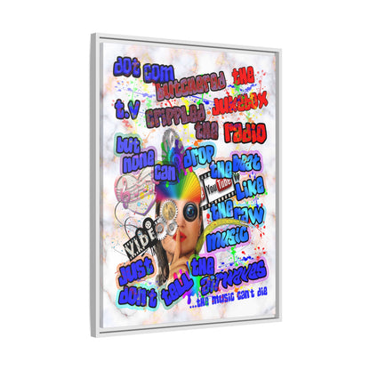 drop the beat - framed canvas art (white marble)