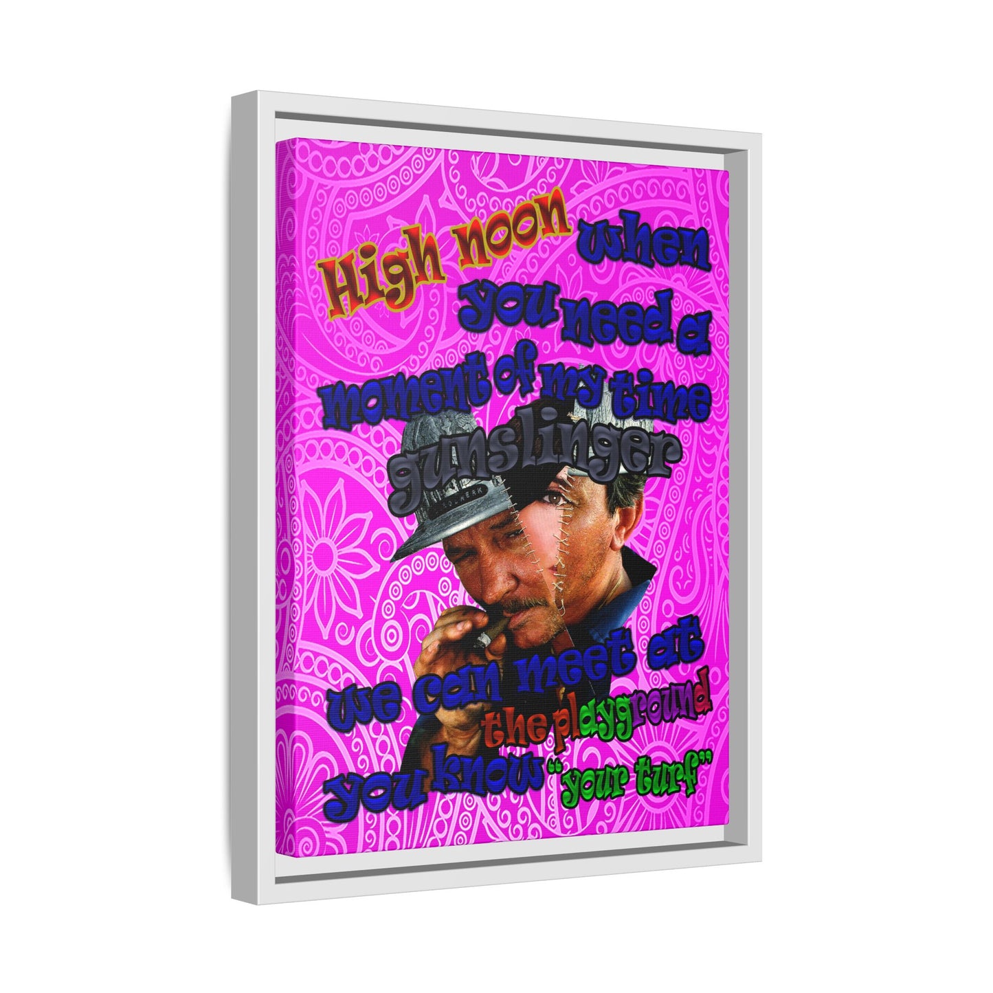 high noon - framed canvas art (pink swirl)