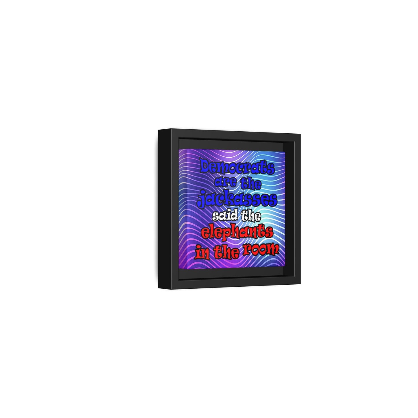 donkeys and elephants - framed canvas art (purple wave)