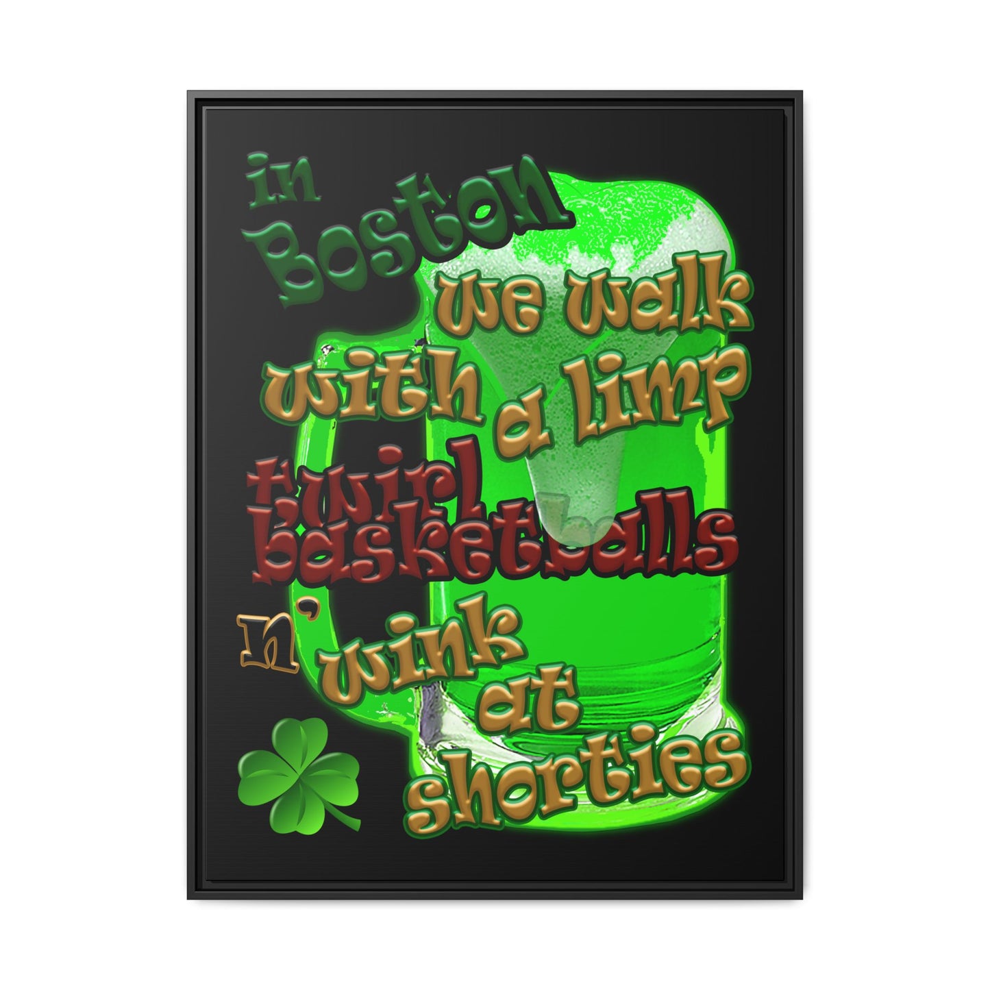 celtics logo - framed canvas art (black)