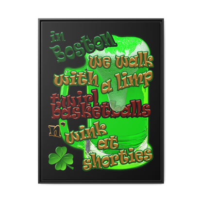 celtics logo - framed canvas art (black)