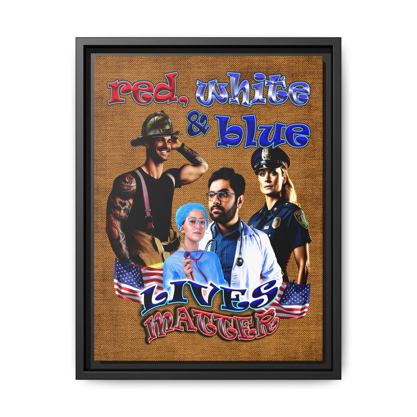 rw&b lives matter - framed canvas art (brown papyrus)