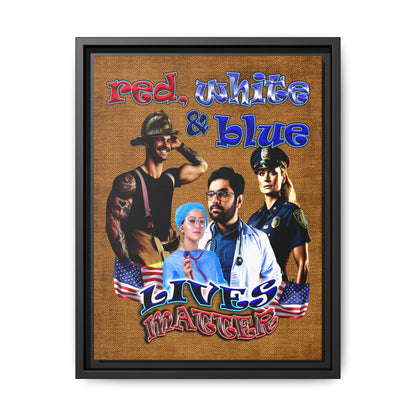 rw&b lives matter - framed canvas art (brown papyrus)