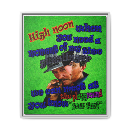 high noon - framed canvas art (green turf)