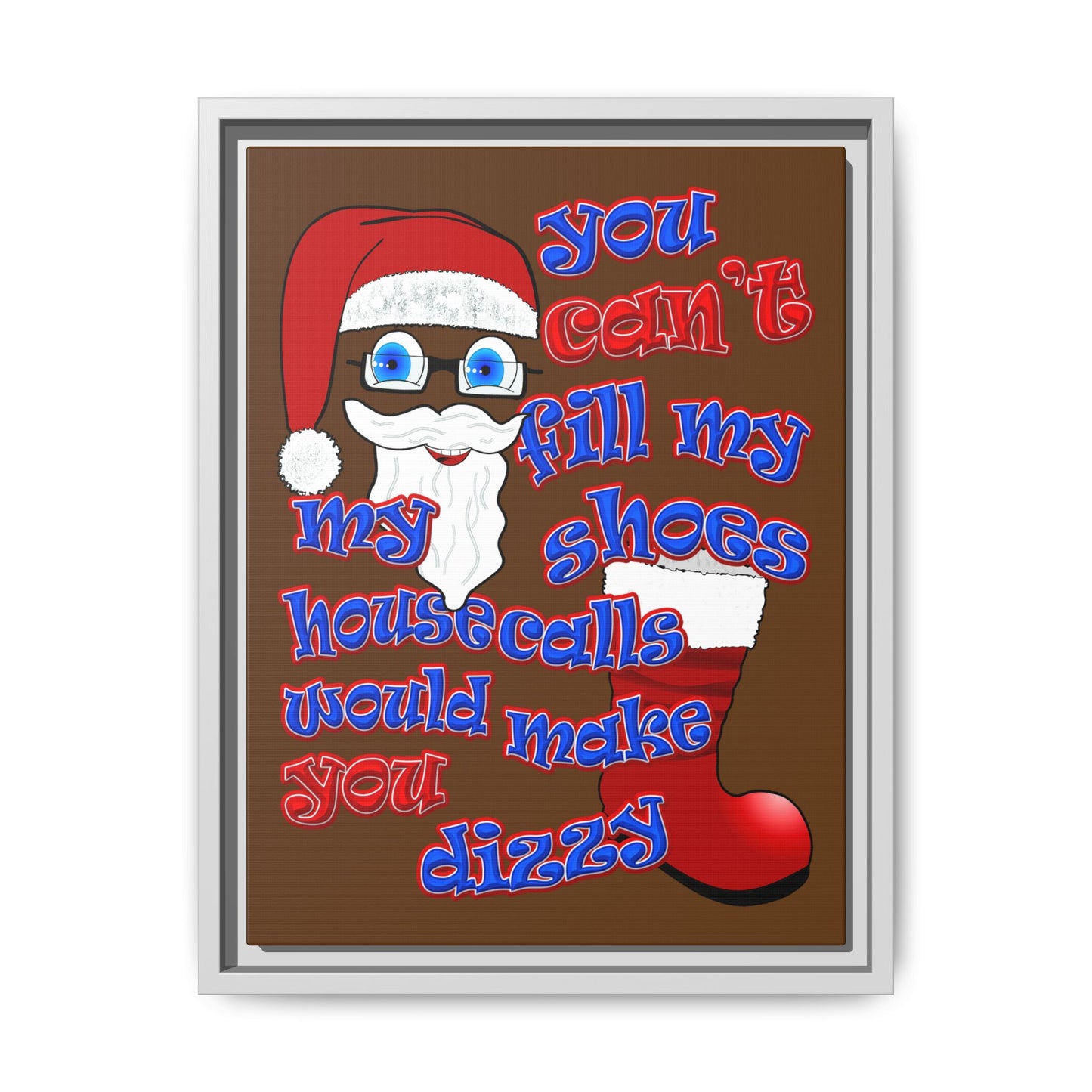 santa's shoes - framed canvas art (brown)