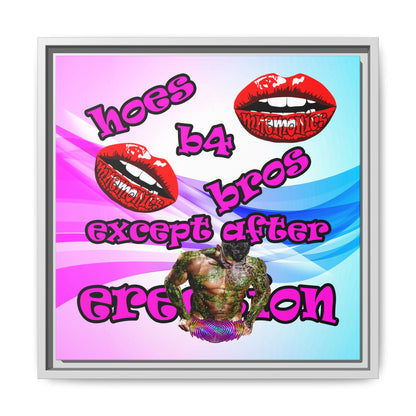 hoes b4 bros - framed canvas art (light blue-pink wave)