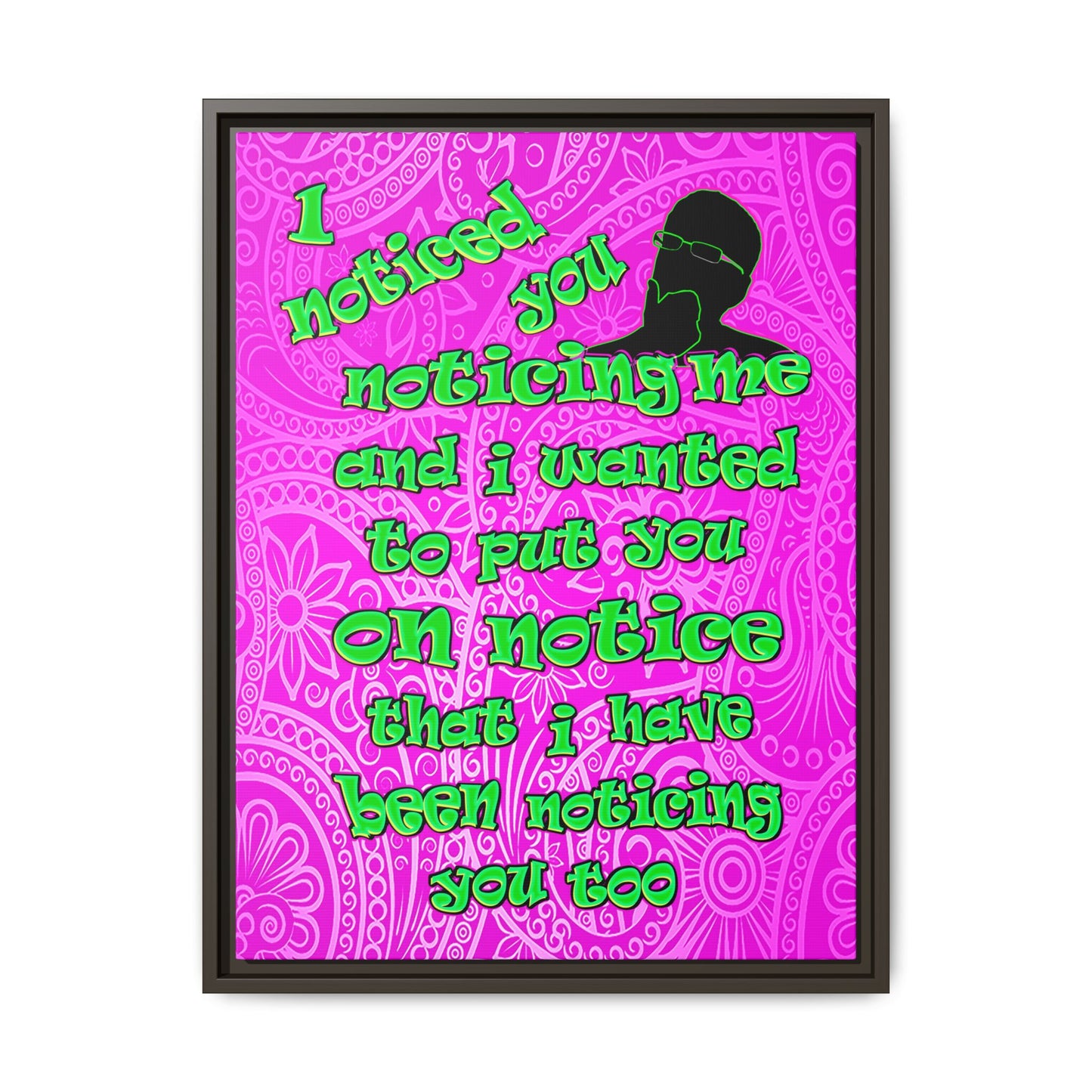 noticed you noticing - framed canvas art (pink swirl)