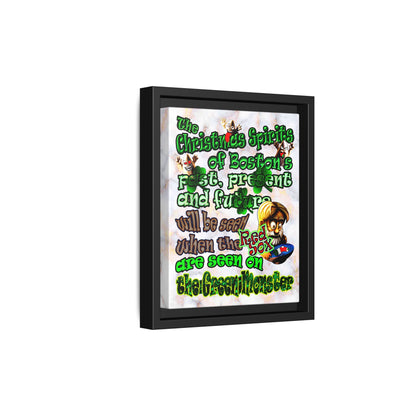 christmas spirits of boston - framed canvas art (white marble)
