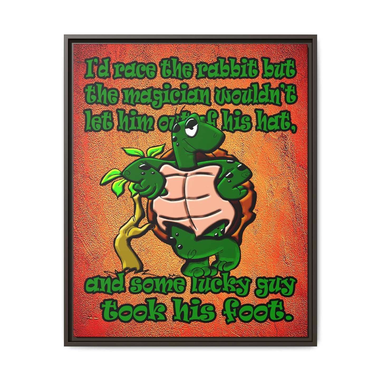 turtle race - framed canvas art (burnt orange)