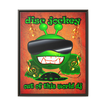 disc jockey - framed canvas art (burnt orange)