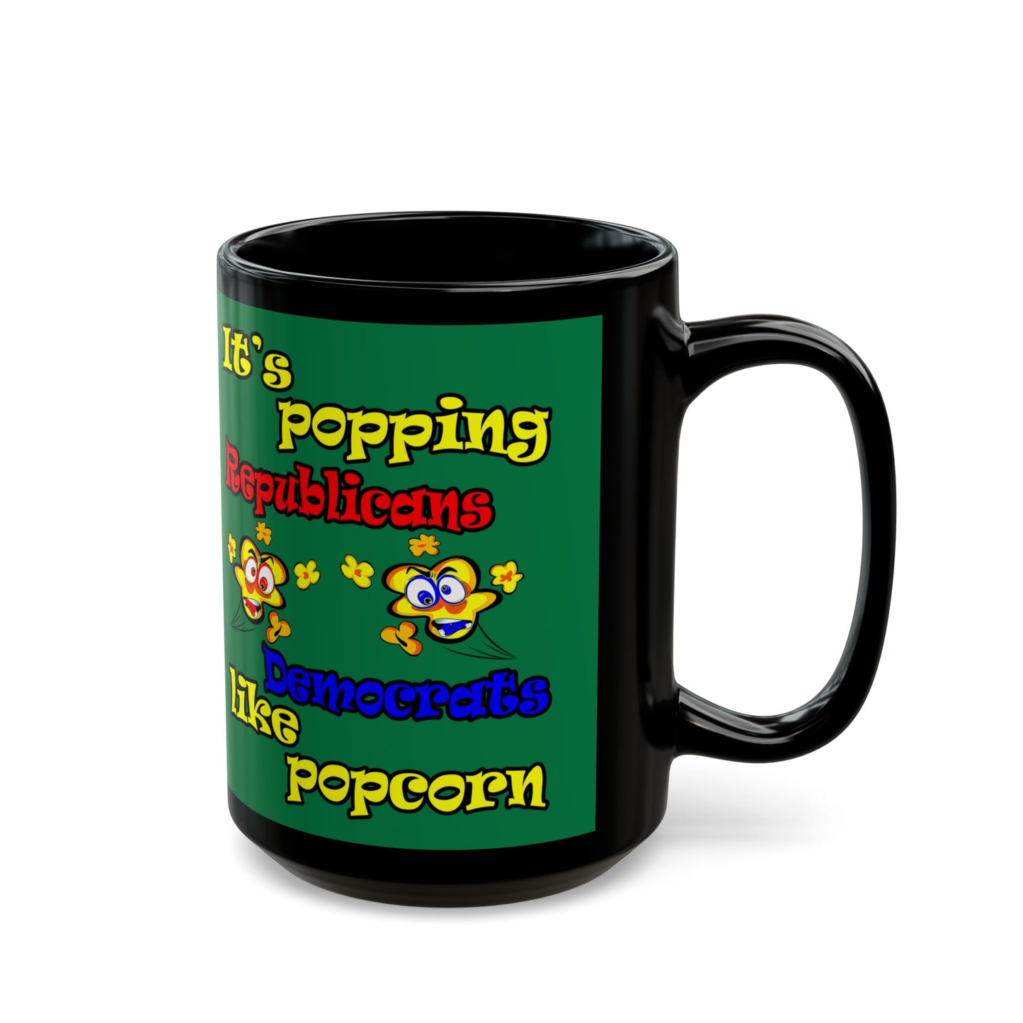 popping like popcorn - Black Mug (dark green)
