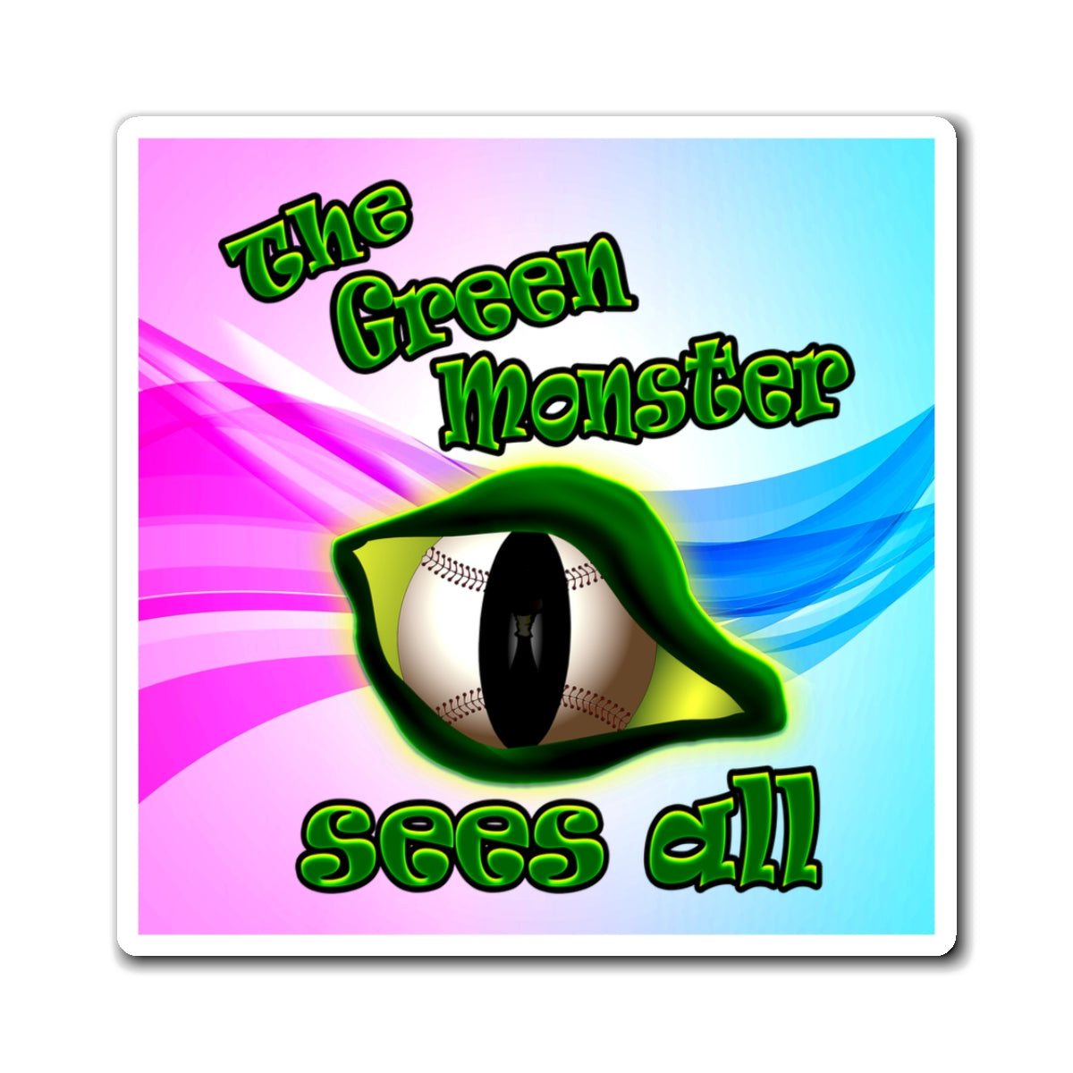 green monster - Magnets - (light blue-pink wave)