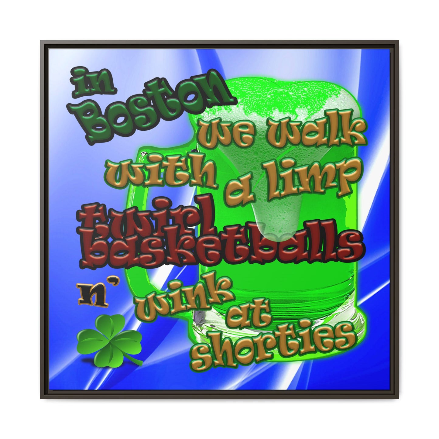 celtics logo - framed canvas art (blue-white wave)