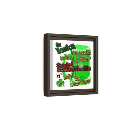 celtics logo - framed canvas art (white)