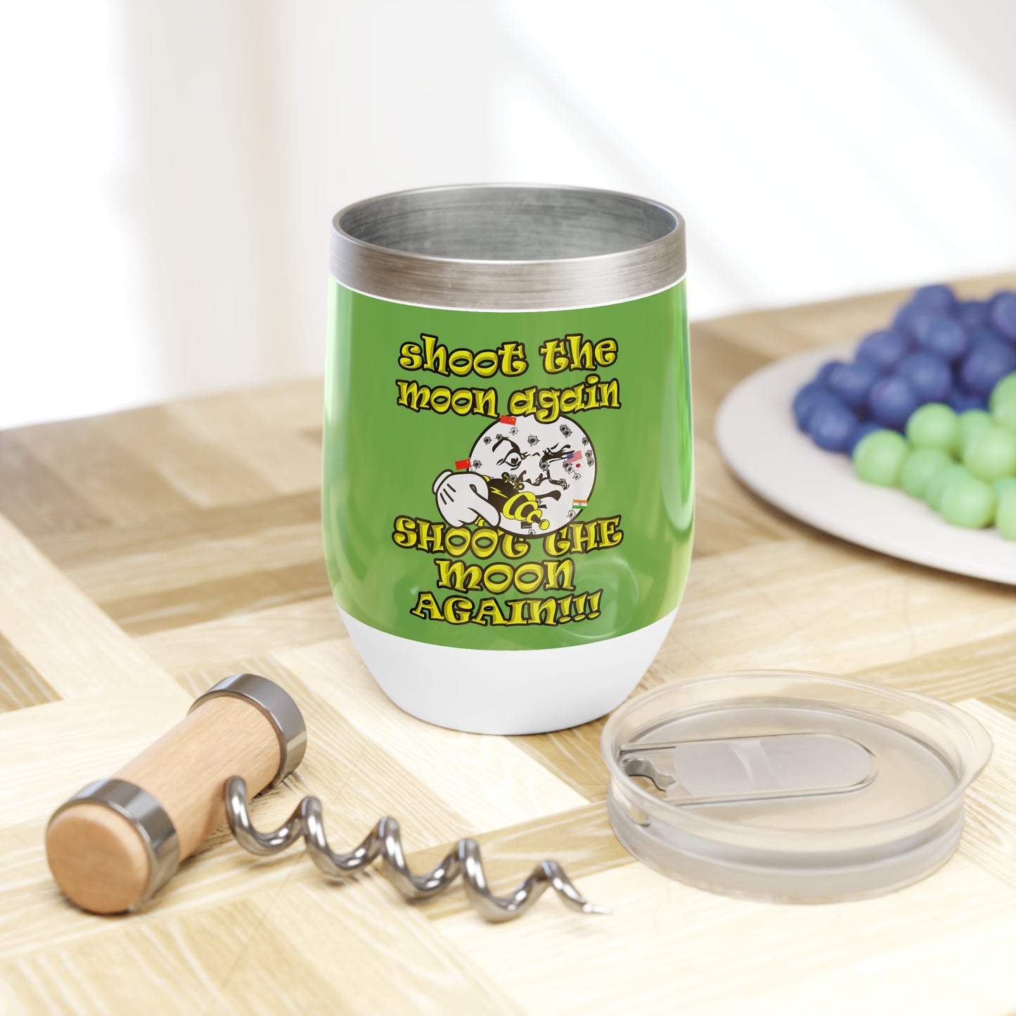 shoot the moon again - Chill Wine Tumbler (green)