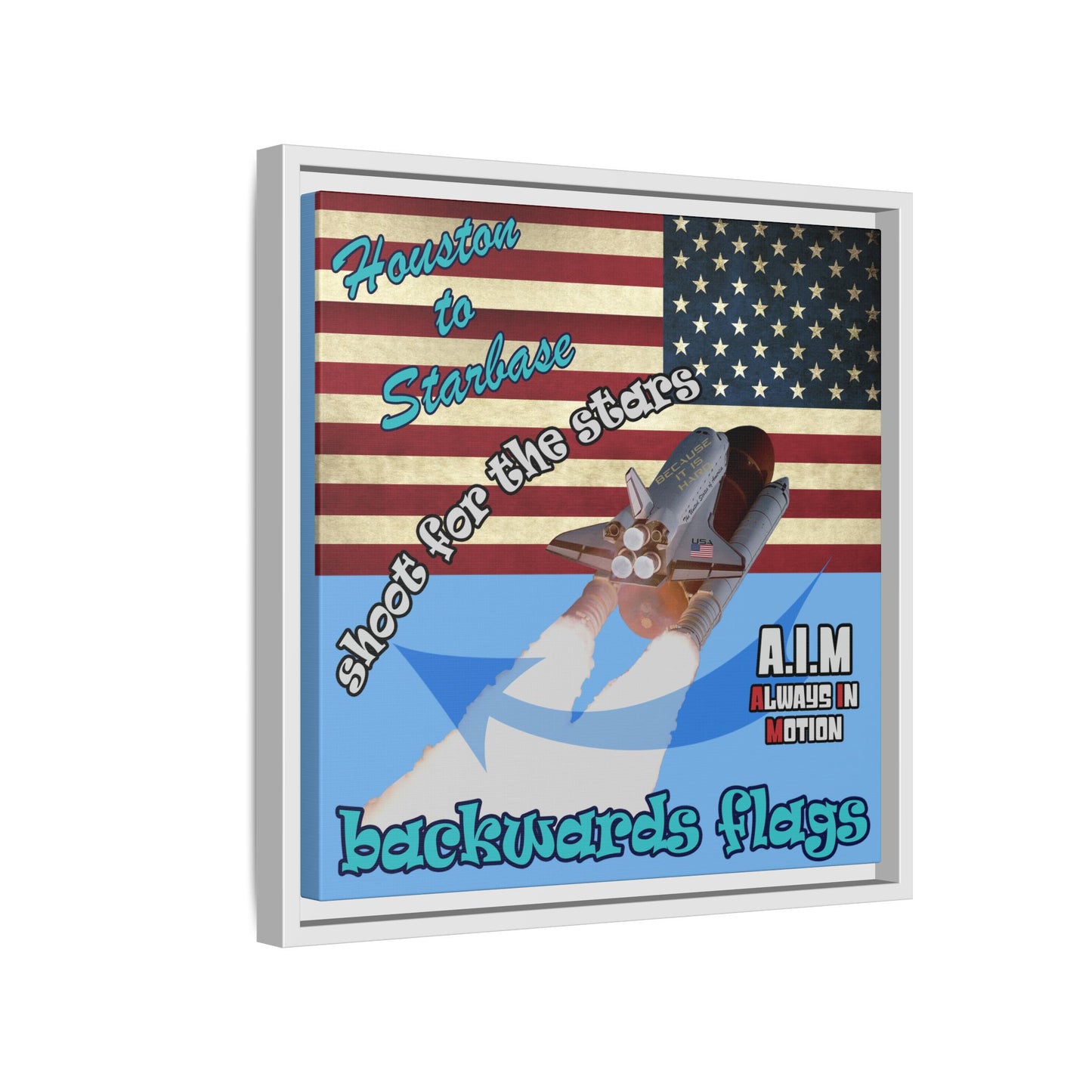 shoot for the stars - framed canvas art (light blue)