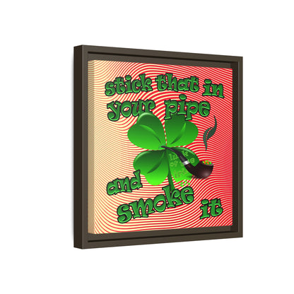 stick that in your pipe and smoke it - framed canvas art (yellow-orange wave)