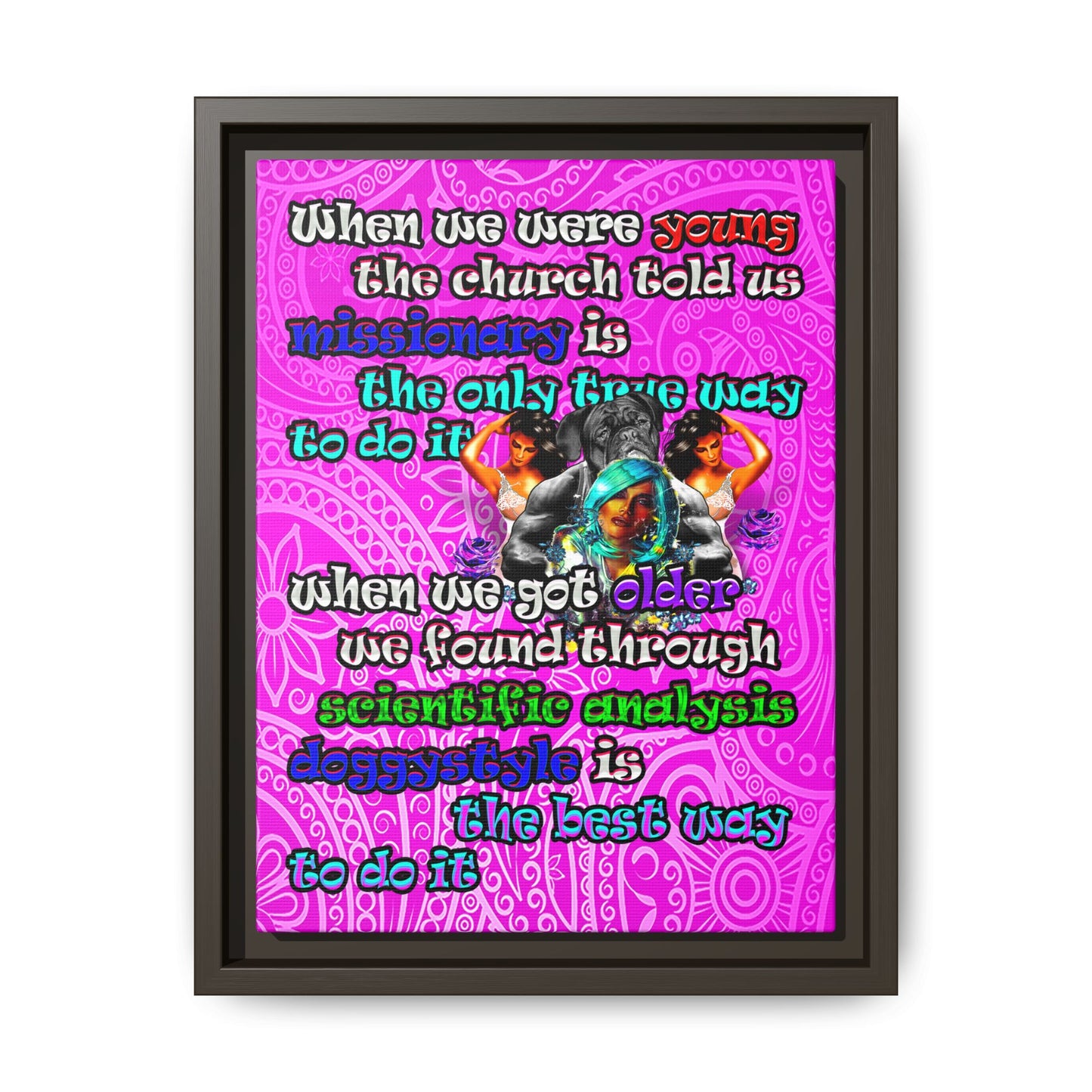 doggystyle - framed canvas art (pink swirl)