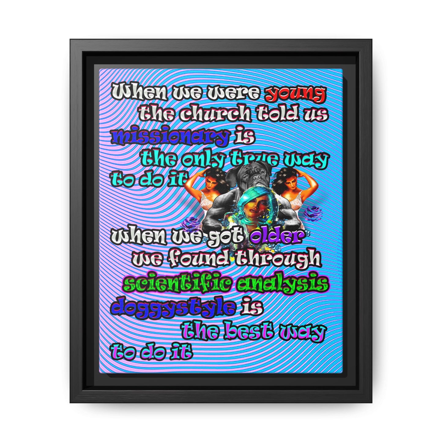 doggystyle - framed canvas art (light blue-purple wave)