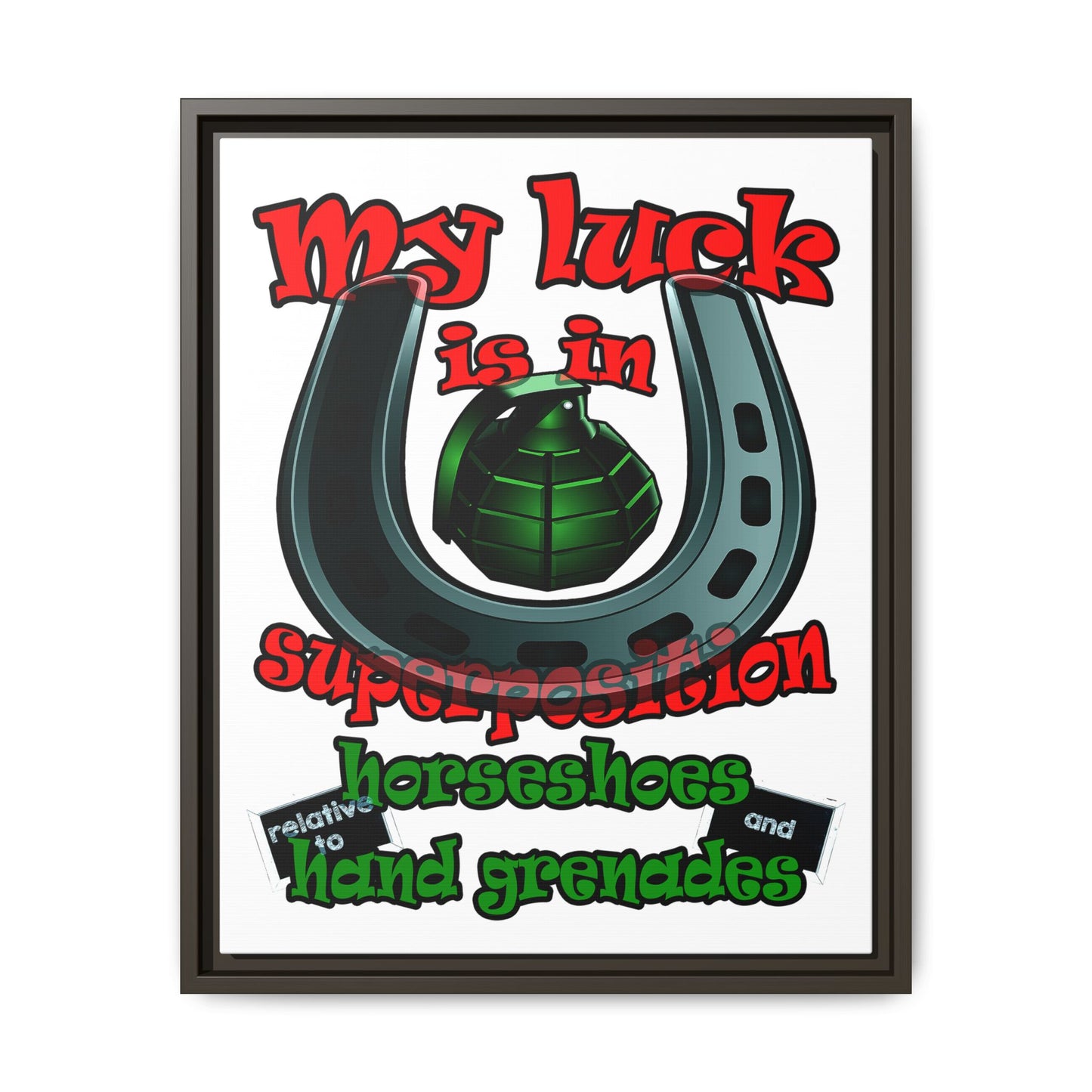 my luck - framed canvas art (white)