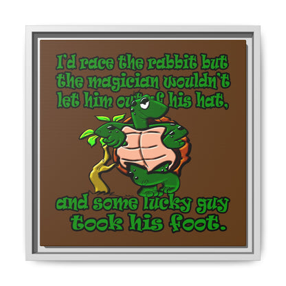 turtle race - framed canvas art (brown)