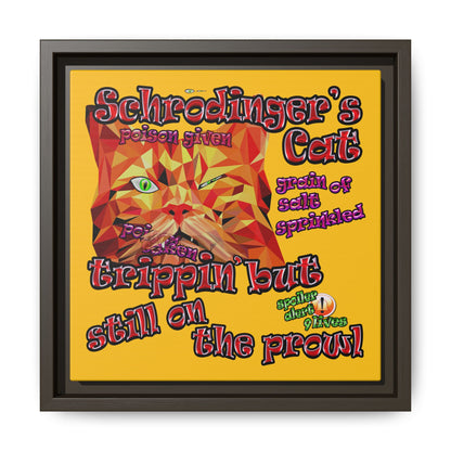 schrodinger's cat - framed canvas art (yellow)