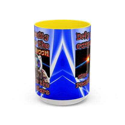 defy conquer reach - Accent Mug (blue-white wave)